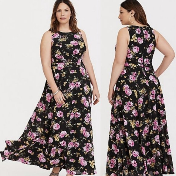 torrid Dresses & Skirts - Torrid Black Floral Georgette Maxi Dress 22